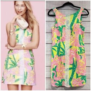 Lilly Pulitzer for Target Pink Flamingo Fan Dance Shift Dress Size 6 Sleeveless